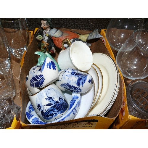 273 - A NICE SELECTION OF MIXED VINTAGE CHINA AND GLASSWARE INCLUDING DELFT AND RINGTONS.