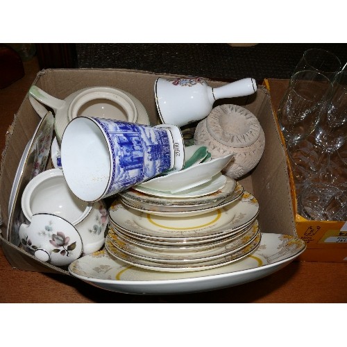 273 - A NICE SELECTION OF MIXED VINTAGE CHINA AND GLASSWARE INCLUDING DELFT AND RINGTONS.