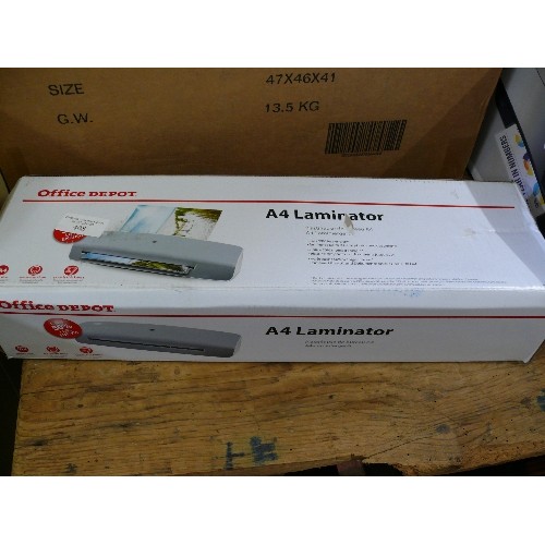 408 - BOXED OFFICE DEPOT A4 LAMINATOR.