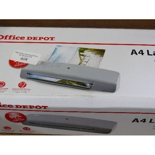 408 - BOXED OFFICE DEPOT A4 LAMINATOR.