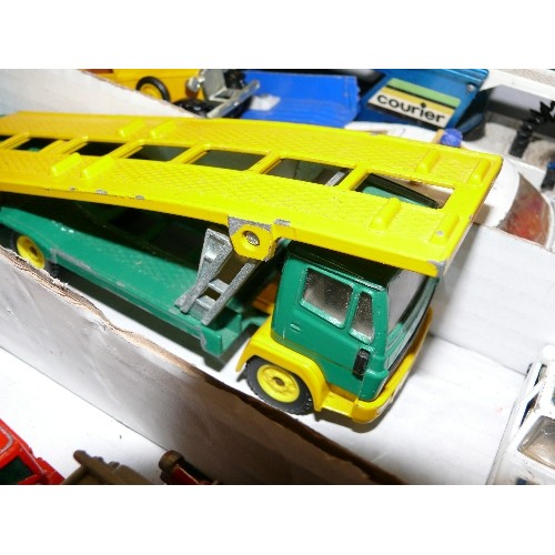 360 - MIXED COLLECTORS BOX OF CARS, LORRIES AND OTHER VEHICLES INCLUDING CORGI AND MATCHBOX.