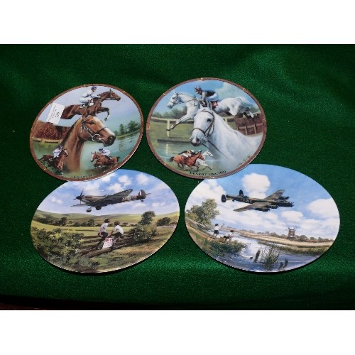 289 - FOUR DECORATIVE PLATES.  TWO GREAT RACEHOURSES, DANBURY MINT ROYAL WORCESTER - ALDANITI AND DESERT O... 