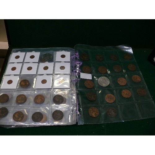 65 - FOLDER OF MIXED BRITISH COINS DATING FROM VICTORIAN ONWARDS. PENNIES, HALFPENNIES, SIXPENCES,  CROWN... 