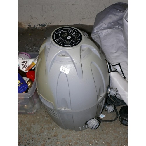 254 - LARGE INFLATABLE LAY-Z SPA 'THE VEGAS' HOT TUB, PUMP FILTER UNIT AND HEATER UNIT.