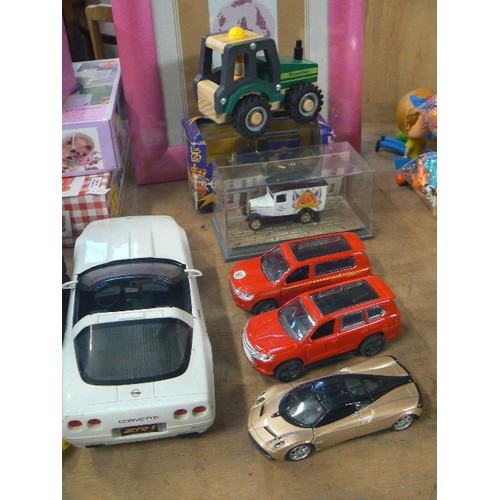 375 - MODEL CARS - MAISTO CORVETTE,  LLEDO 'PRINCE WILLIAM -  GOD SAVE THE QUEEN ETC.