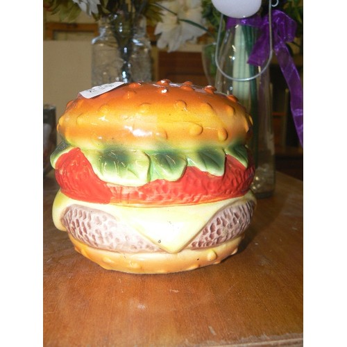 384 - LARGE CERAMIC CHEESBURGER MONEYBOX