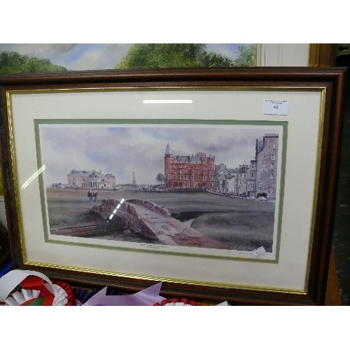 457 - 'THE OLD COURSE, ST ANDREWS' A PRINT BY TERRY HARRISON, SIGNED.