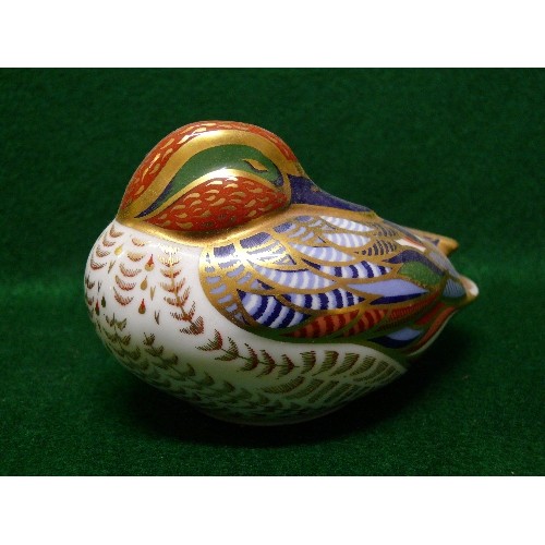 57 - ROYAL CROWN DERBY DUCK WITH GOLD STOPPER.