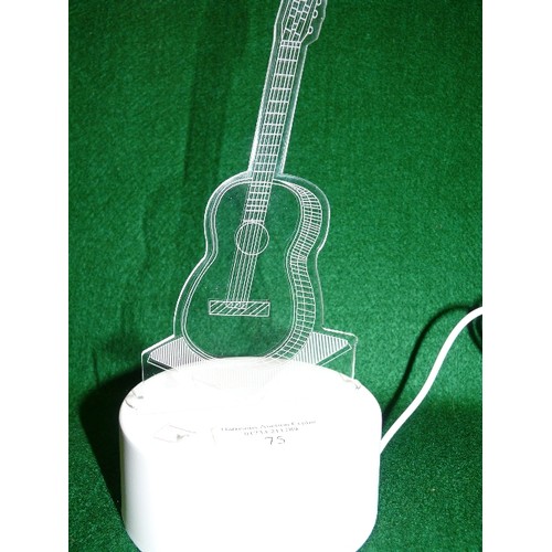 75 - USB 3D NIGHTLIGHT IN THE SHAPE OF A GUITAR WITH BOX.