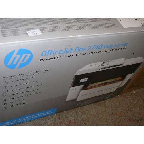 406 - A BOXED HP OFFICE JET PRO 7740 WIDE FORMAT PRINT, FAX, SCAN, COPY PRINTER.