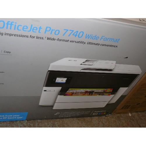 406 - A BOXED HP OFFICE JET PRO 7740 WIDE FORMAT PRINT, FAX, SCAN, COPY PRINTER.