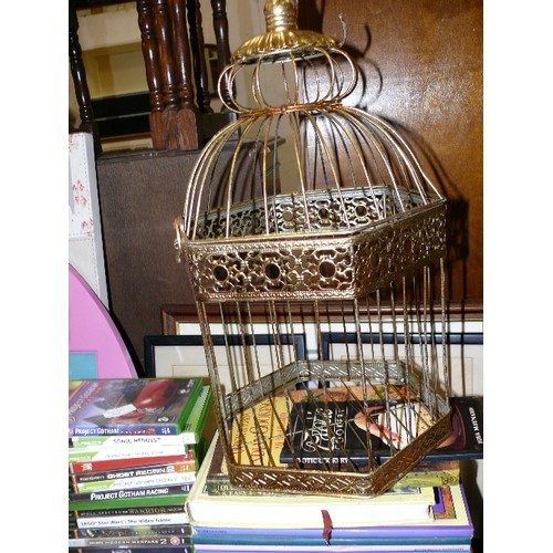 463 - LARGE GILT DECORATIVE BIRD CAGE.