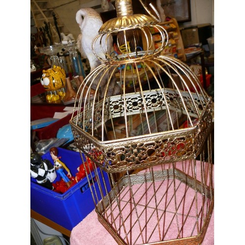 463 - LARGE GILT DECORATIVE BIRD CAGE.