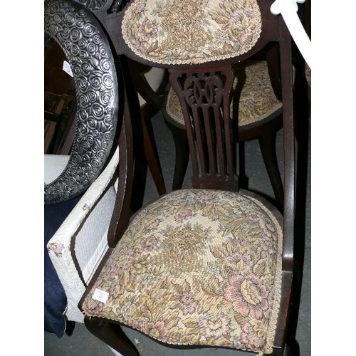 489 - Set of four Edwardian salon chairs, two with arms.