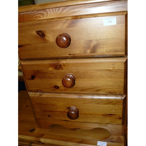 494 - PAIR OF PINE THREE DRAWER BESIDE CHESTS.