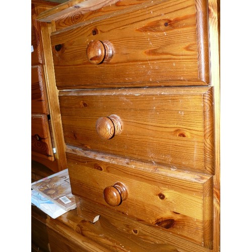 494 - PAIR OF PINE THREE DRAWER BESIDE CHESTS.