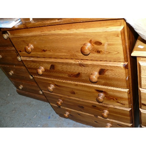 497 - PINE CHEST OF FIVE DRAWERS.