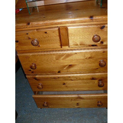 511 - PINE CHEST OF TWO PLUS THREE DRAWERS.