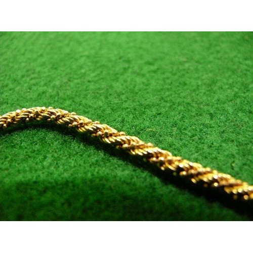 42 - A BEAUTIFUL 9CT GOLD 'ROPE & BALL' CHAIN NECKLACE. 8.7 GRAMS, 18 INCHES.