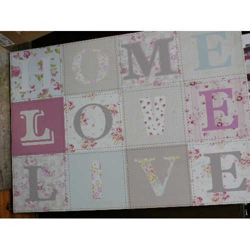 458 - LARGE PINK HEART PHOTO FRAME FOR MULTIPLE PICTURES, 'LOVE' CANVAS, WITH WHITE ROSES AND A LARGE 'LOV... 