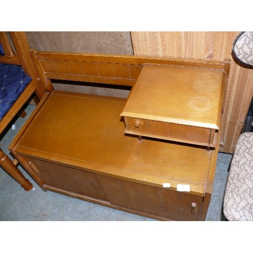 506 - MID CENTURY TEAK TELEPHONE TABLE/SEAT.