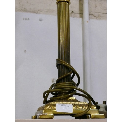 101 - HEAVY BRASS COLUMN TABLE LAMP - NO  SHADE.