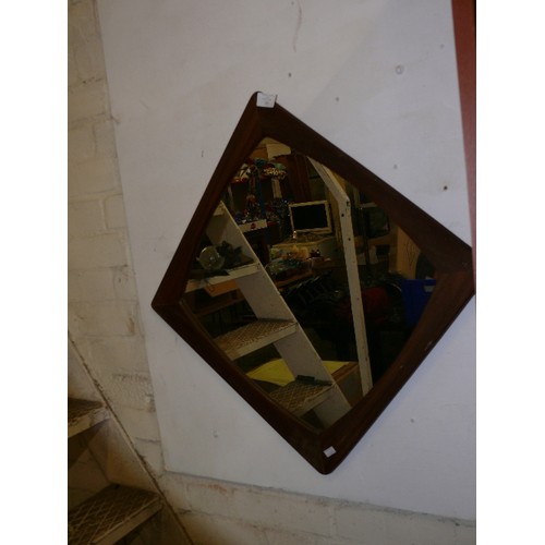 181 - RETRO WOODEN FRAMED MIRROR.