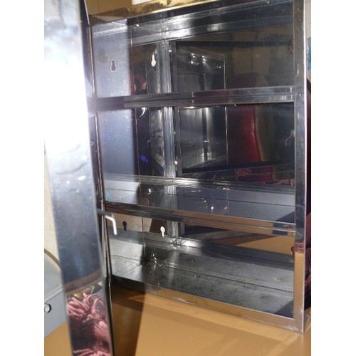 193 - STAINLESS STEEL REFLECTIVE WALL CABINET.