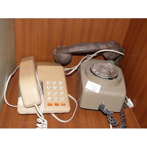 170 - A VINTAGE GPO TELEPHONE WITH WALL BRACKET PLUS A RETRO BT TELEPHONE.