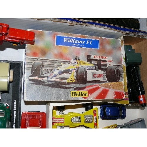 247 - A MODEL COLLECTORS BOX OF VARIOUS CARS AND OTHER VEHICLES INCLUDING HELLER, DINKY, MATCHBOX AND VOLK... 