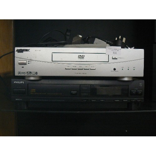 331 - AN APEX DIGITAL AD1100 DVD PLAYER AND A PHILLIPS CD210 CD PLAYER.