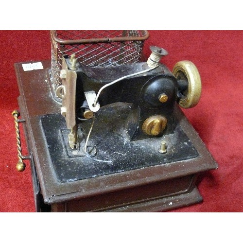 89 - MINIATURE SEWING MACHINE ON RAISED PLINTH WITH DRAWER.