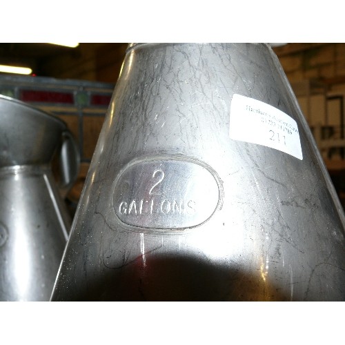 211 - TWO GALLON STAINLESS STEEL JUG.