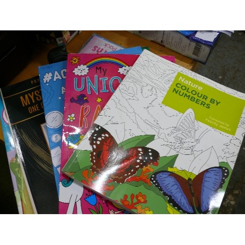 341 - A SELECTION OF ADULT AND CHILDRENS COLOURING BOOKS.