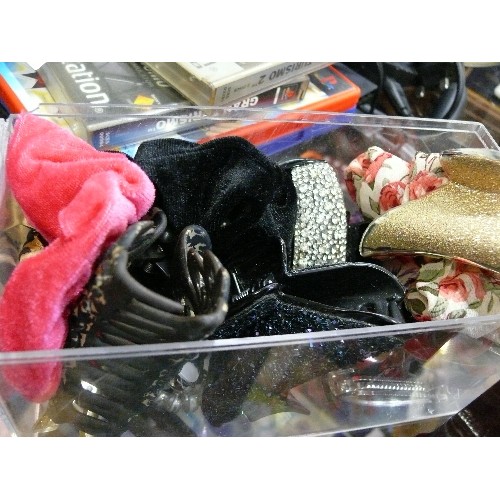 350 - A TUB OF HAIR ACCESSORIES.