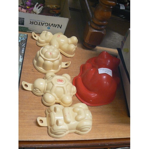 373 - FIVE CHILDREN'S JELLY MOULDS.