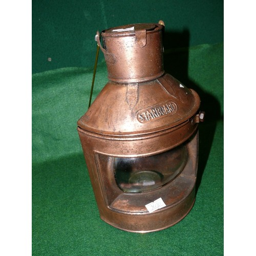 138 - A COPPER STARBOARD LANTERN.