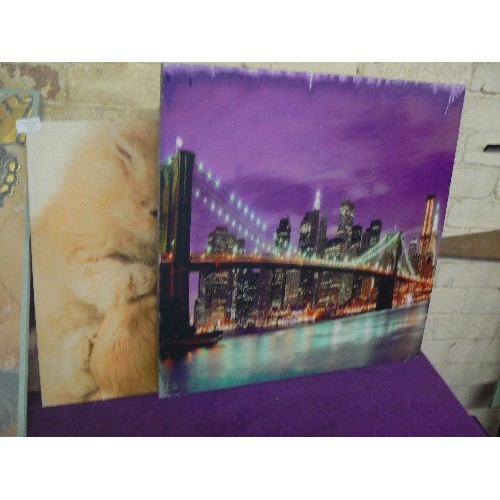 332 - A LARGE QUANTITY OF CANVAS PRINTS WALL ART.