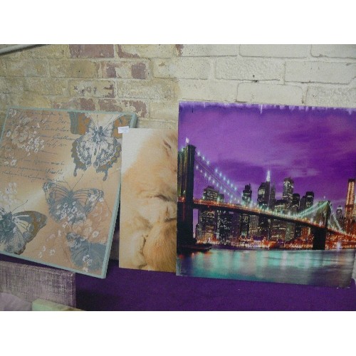 332 - A LARGE QUANTITY OF CANVAS PRINTS WALL ART.