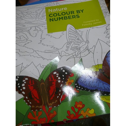 341 - A SELECTION OF ADULT AND CHILDRENS COLOURING BOOKS.