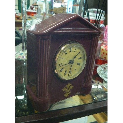 349 - A CERAMIC MANTLE CLOCK BY HORNSEA.