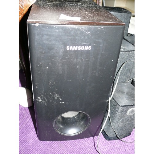 205 - A SET OF SAMSUNG SURROUND SOUND SPEAKERS.