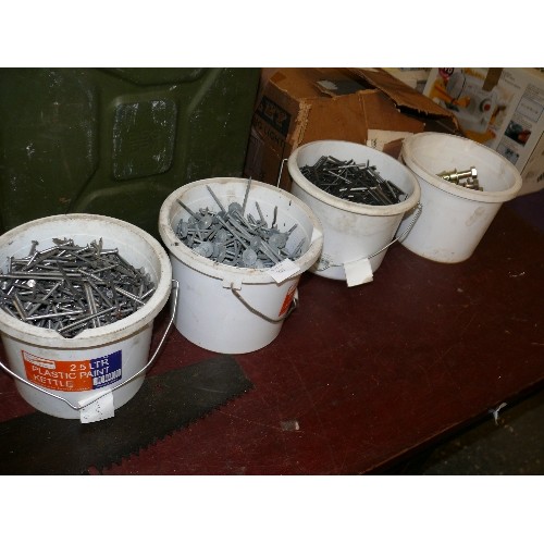 299 - FOUR TUBS OF NAILS AND RAWLBOLTS.