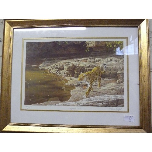 182 - LIMITED EDITION FRAMED AND GLAZED PRINT 'LEOPARDS LAIR' BY STEPHEN GRAYFORD 230/345.