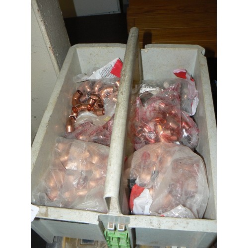 379 - THREE BOXES OF COPPER PLUMBING SOLDER FITTINGS.