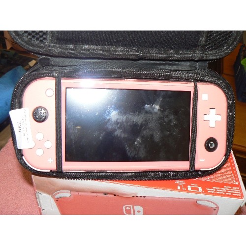 288 - A PINK NINTENDO SWITCH WITH CASE AND ORIGINAL BOX.