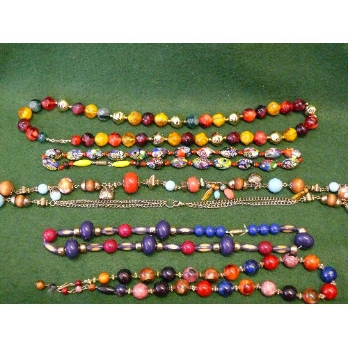 59 - COLLECTION OF MULTI COLOUR (SOME) HAND MADE GLASS BEADS.