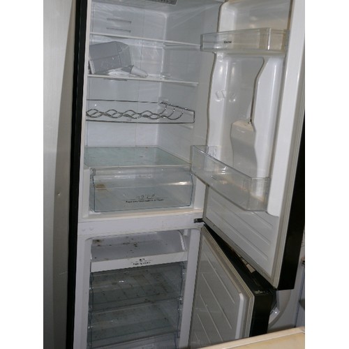 411 - HISENSE FRIDGE FREEZER WITH WATER DISPENSER IN BLACK.