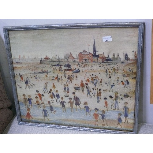 457 - LOWRY PRINT OF 'THE SEASIDE', FRAMED AND GLAZED.