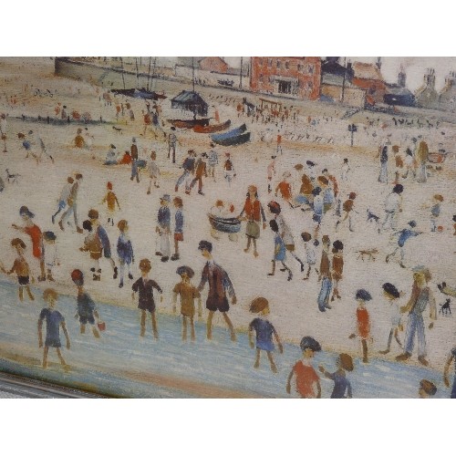 457 - LOWRY PRINT OF 'THE SEASIDE', FRAMED AND GLAZED.